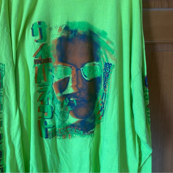 Rucking fotten hackers movies Japanese text long sleeve tshirt - Picture 2 of 5